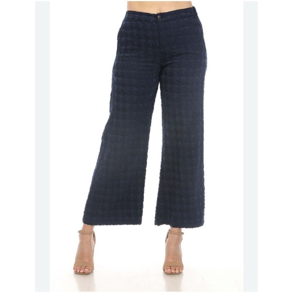 Johnny Was JWLA Biya Hiro Houndstooth pants Sz M Black Boho embroidered